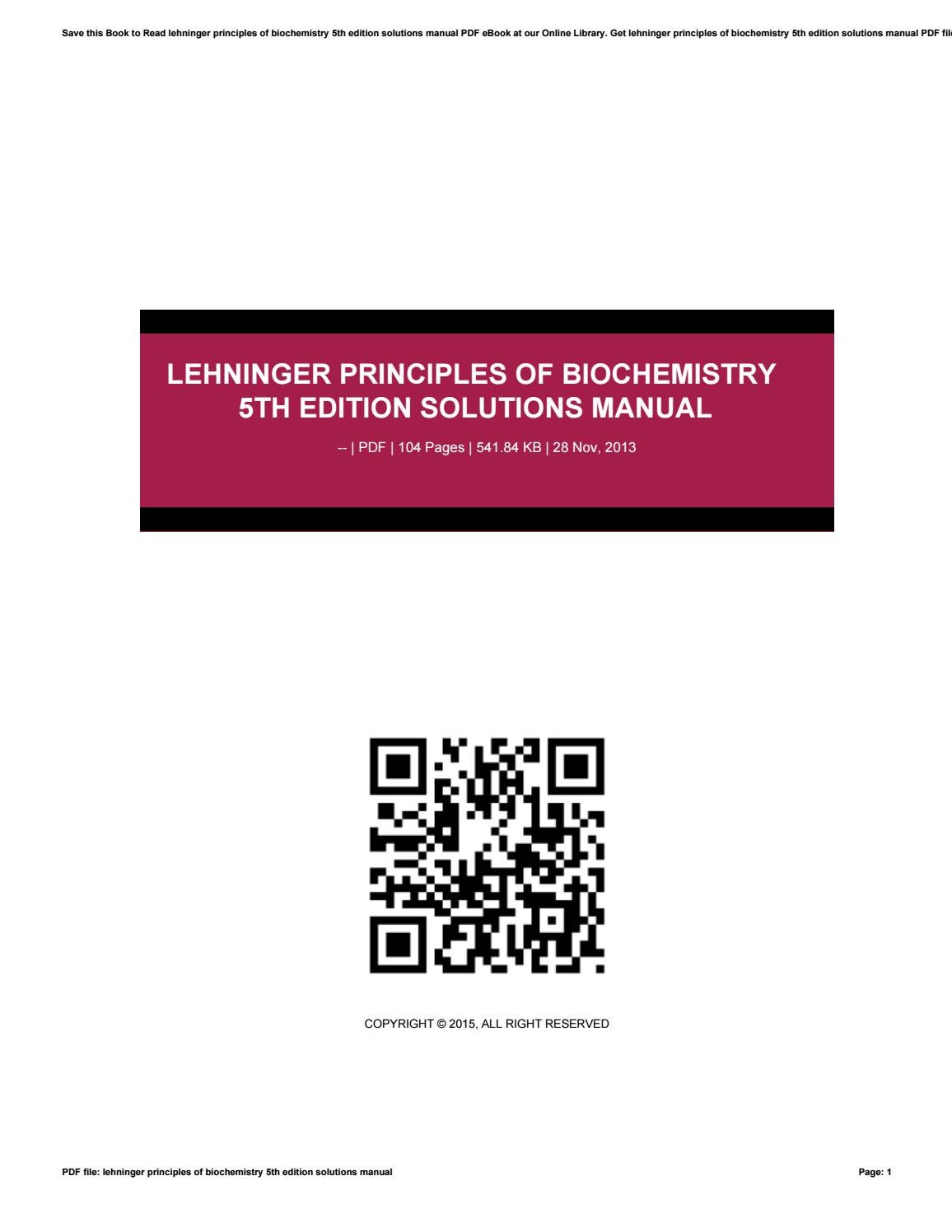 absolute ultimate guide for lehninger principles of biochemistry pdf download