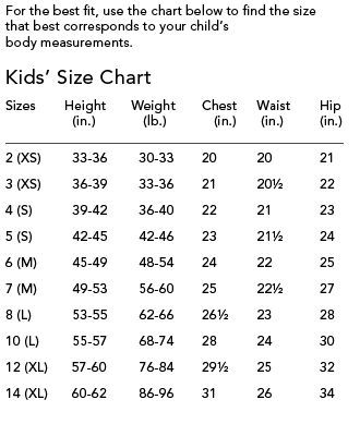 next childrens clothes size guide
